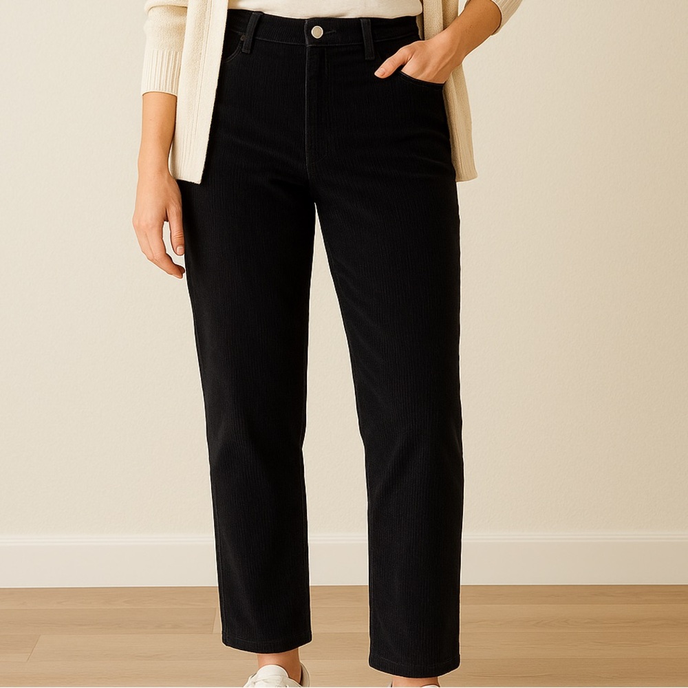 St. John Trousers Straight-Leg Pants Velvet Pinstripe Women’s Large Black